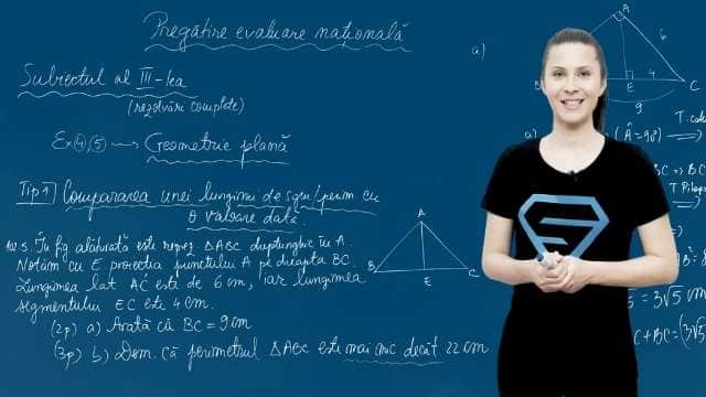 Geometrie plană. Compararea unei lungimi de segment/perimetru cu o valoare dată - EN cl. VIII-a