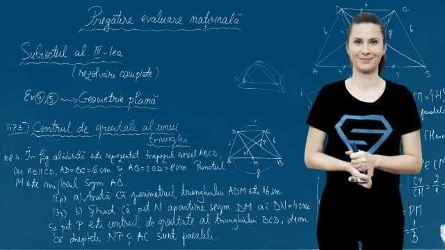 Geometrie plană. Centrul de greutate al unui triunghi - P3 - EN cl. VIII-a