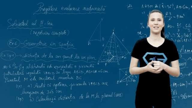 Geometrie în spațiu. Distanța de la un punct la un plan - P3 - EN cl. VIII-a