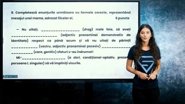 Completarea corectă a unor construcții, conform cerințelor furnizate în enunț (1) - EN cl. VIII-a