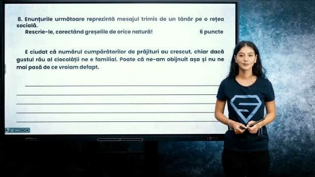 Rescrierea unor enunțuri formulate eronat. Corectarea greșelilor de orice natură - EN cl. VIII-a