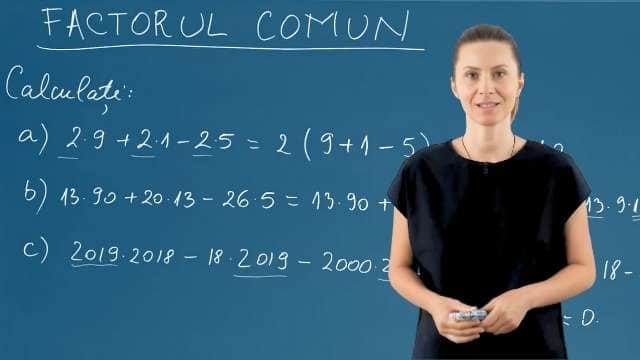 Distributivitatea înmulțirii față de adunare sau scădere. Factor comun