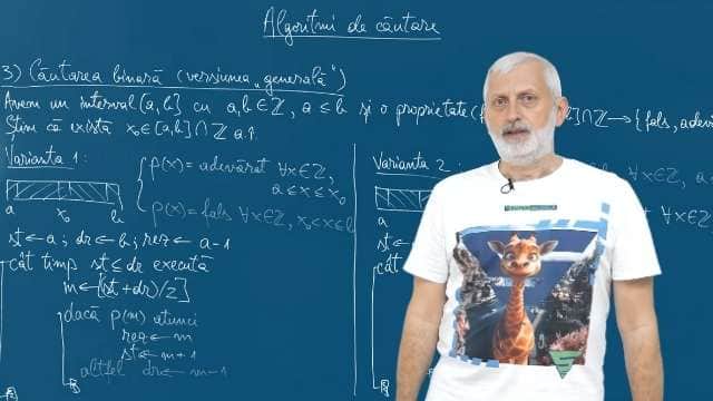 Algoritmi de căutare. Căutarea binară (versiunea „generală")