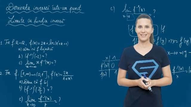 Calculul derivatei funcției inverse într-un punct. Limite cu funcția inversă