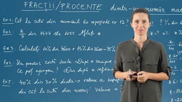 Fracții / procente dintr-un număr natural / fracție ordinară