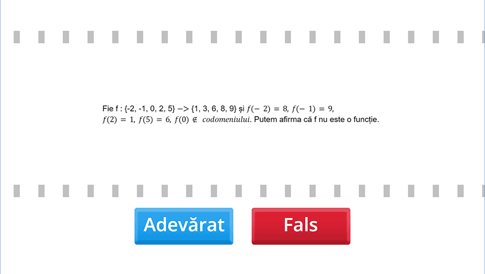 JOC - Funcții definite pe mulțimi finite, exprimate cu ajutorul unor diagrame, tabele, formule